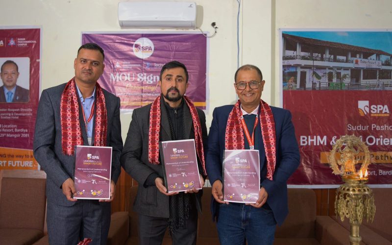 टेकएक्सिस प्रा.लि र सुदूर पश्चिमाञ्चल क्याम्पस, एसपीए कलेज बिच शैक्षिक र व्यावसायिक प्रशिक्षण सम्बन्धी सहकार्यका लागि सम्झौता पत्रमा हस्ताक्षर भएको छ।